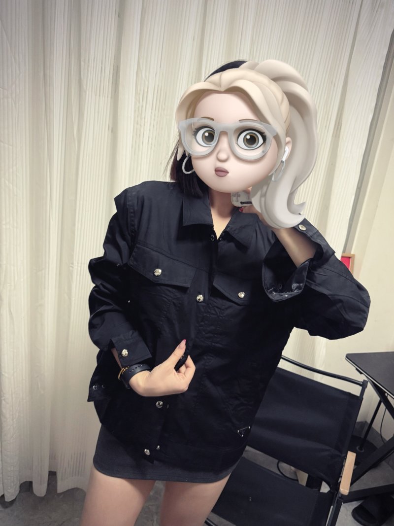 Black Oversized Button-Up Jacket view