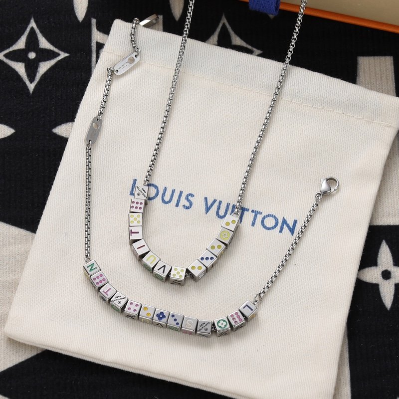 Louis Vuitton LV Play-It Dice Silver Necklace view