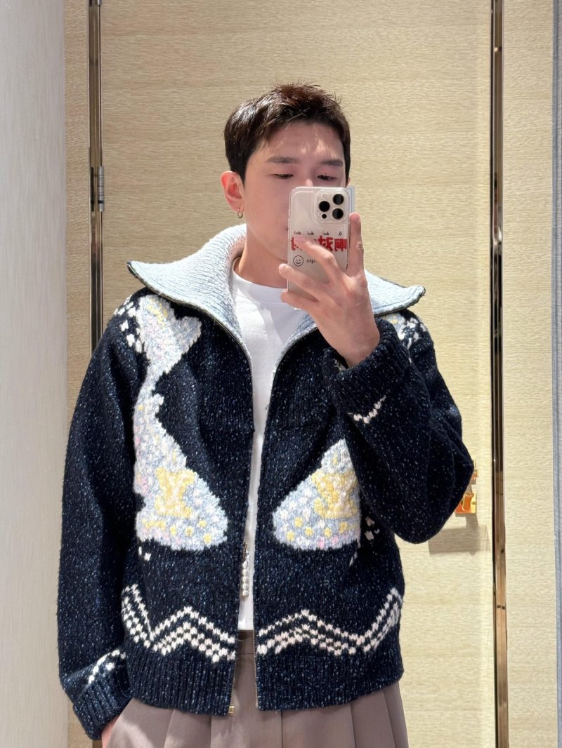 Black & Grey Heart Pattern Half-Zip Knit Sweater view