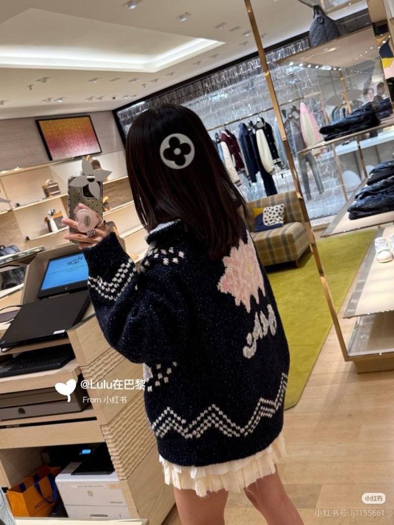 Black & Grey Heart Pattern Half-Zip Knit Sweater view