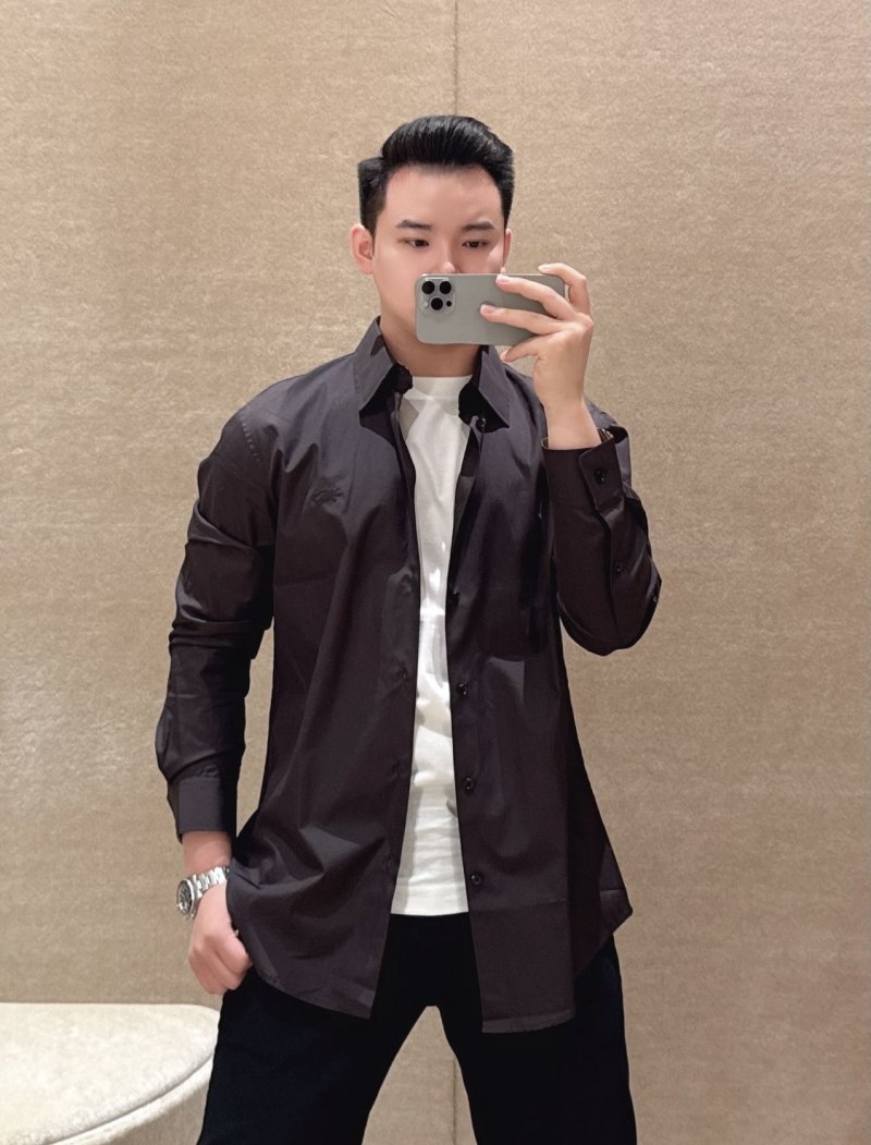 Black Long-Sleeve Button-Up Shirt
