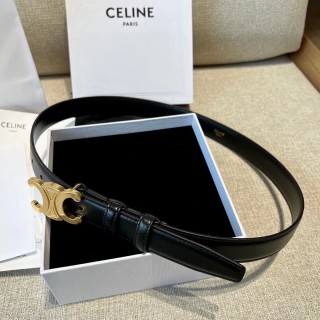 Celine Triomphe Gold Buckle Black Leather Belt 2.5cm view 6