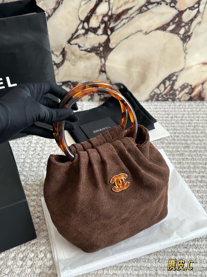 Chanel 26C Suede Tortoiseshell Handle Tote Bag - Brown