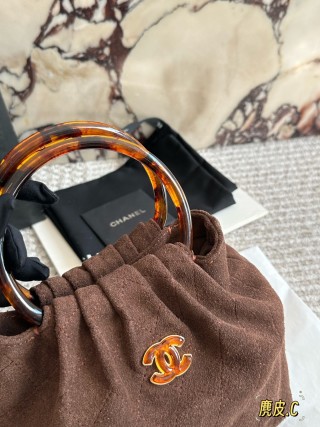 Chanel 26C Suede Tortoiseshell Handle Tote Bag - Brown view 2
