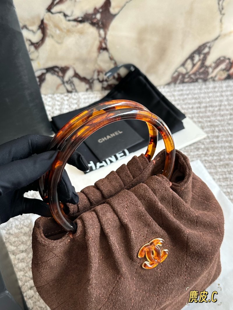 Chanel 26C Suede Tortoiseshell Handle Tote Bag - Brown view