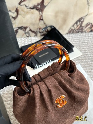 Chanel 26C Suede Tortoiseshell Handle Tote Bag - Brown view 3