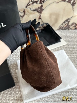 Chanel 26C Suede Tortoiseshell Handle Tote Bag - Brown view 4