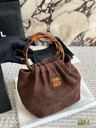 Chanel 26C Suede Tortoiseshell Handle Tote Bag - Brown view 7