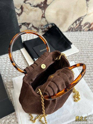 Chanel 26C Suede Tortoiseshell Handle Tote Bag - Brown view 9