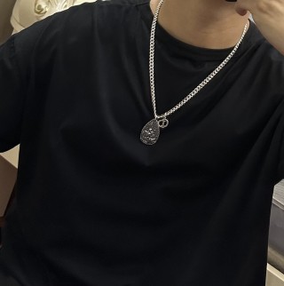 Dior Silver Chain Necklace with Teardrop Pendant view 7