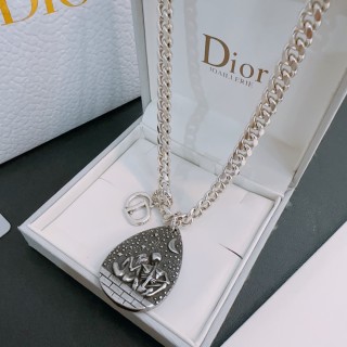 Dior Silver Chain Necklace with Teardrop Pendant view 8