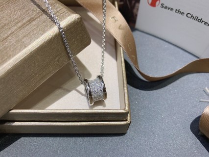 Bvlgari B.Zero1 18K White Gold Diamond Pendant Necklace