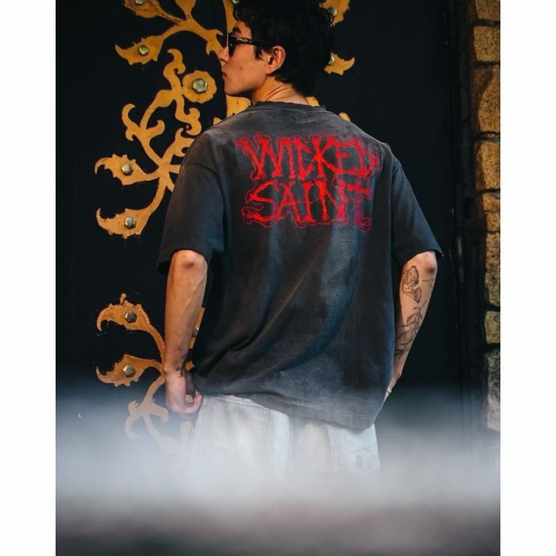 Wicked Saint Black Red Graphic T-Shirt