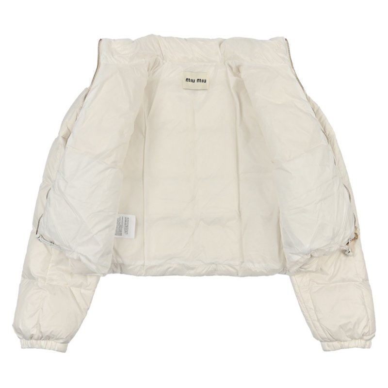 Cream Puffer Down Jacket - Oversized Fit view