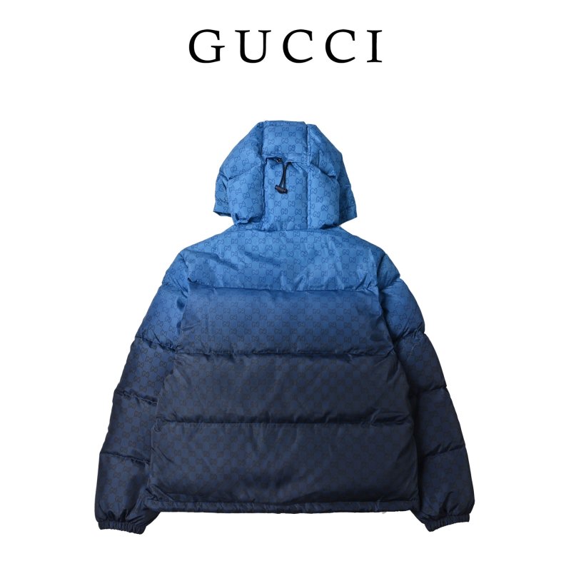Gucci GG Monogram Puffer Down Jacket Blue Black view