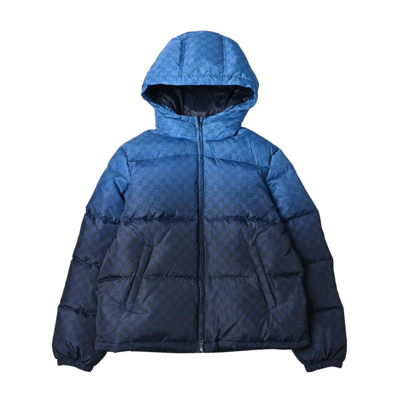 Gucci GG Monogram Puffer Down Jacket Blue Black view