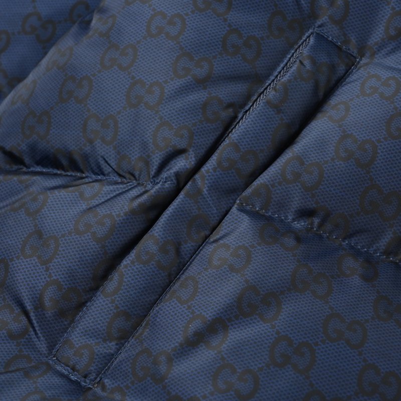 Gucci GG Monogram Puffer Down Jacket Blue Black view