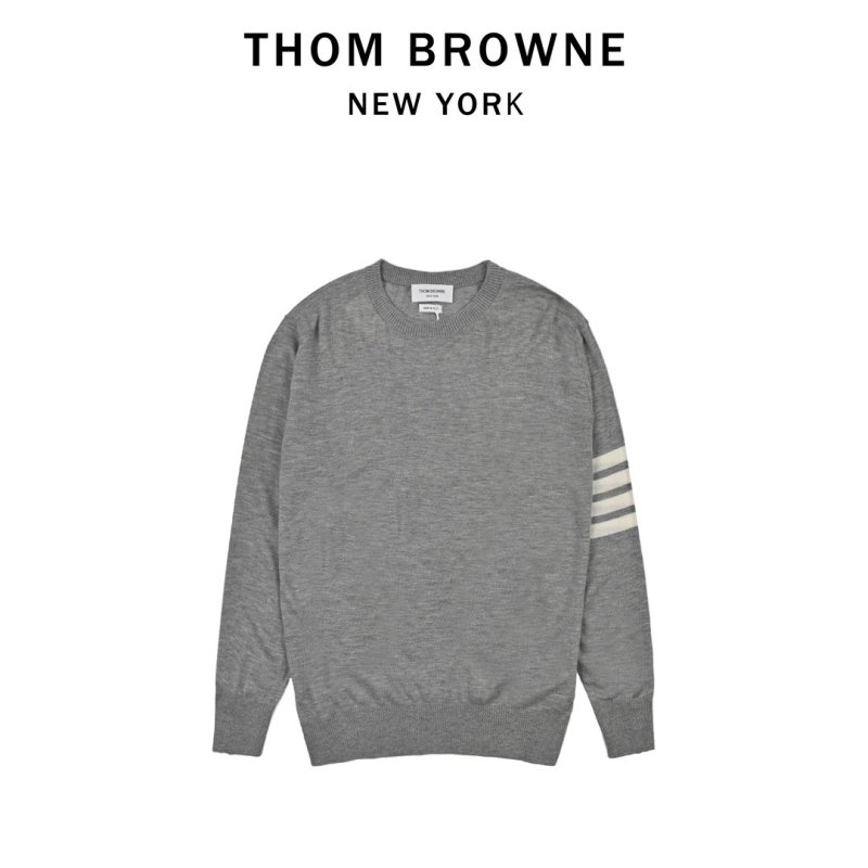 Grey Striped Sleeve Crewneck Sweatshirt