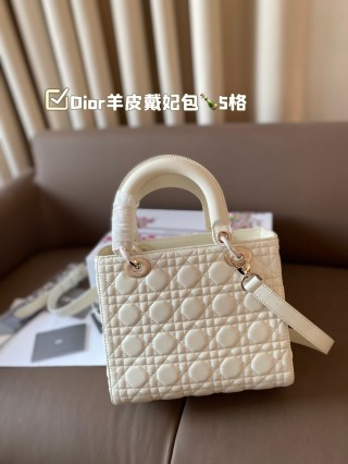 Dior Lady Diorissimo Quilted Leather Handbag Cream view 4