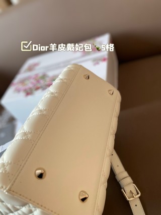 Dior Lady Diorissimo Quilted Leather Handbag Cream view 5