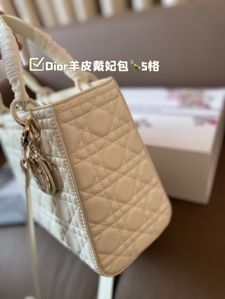 Dior Lady Diorissimo Quilted Leather Handbag Cream view 6