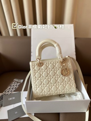 Dior Lady Diorissimo Quilted Leather Handbag Cream view 7