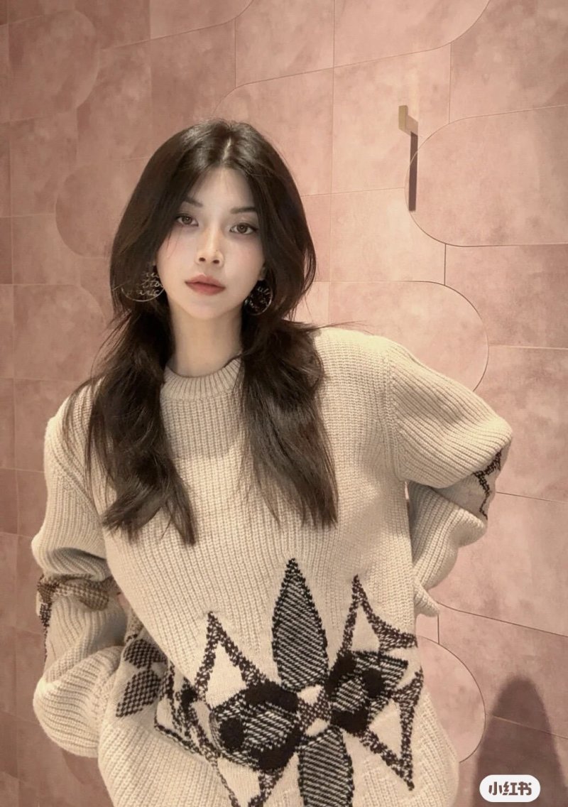 Cream Argyle Knit Sweater with Black Diamond Pattern view