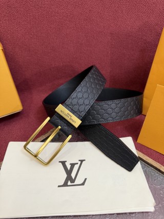 Louis Vuitton Monogram Leather Belt Black Gold
