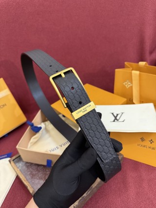 Louis Vuitton Monogram Leather Belt Black Gold view 7