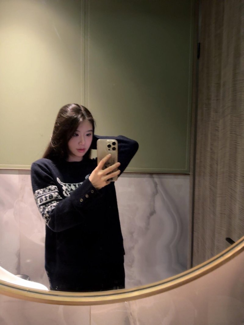 Navy Reindeer Jacquard Knit Sweater with Contrast Collar view