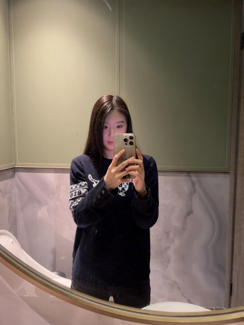 Navy Reindeer Jacquard Knit Sweater with Contrast Collar view