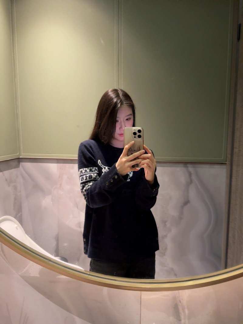 Navy Reindeer Jacquard Knit Sweater with Contrast Collar view