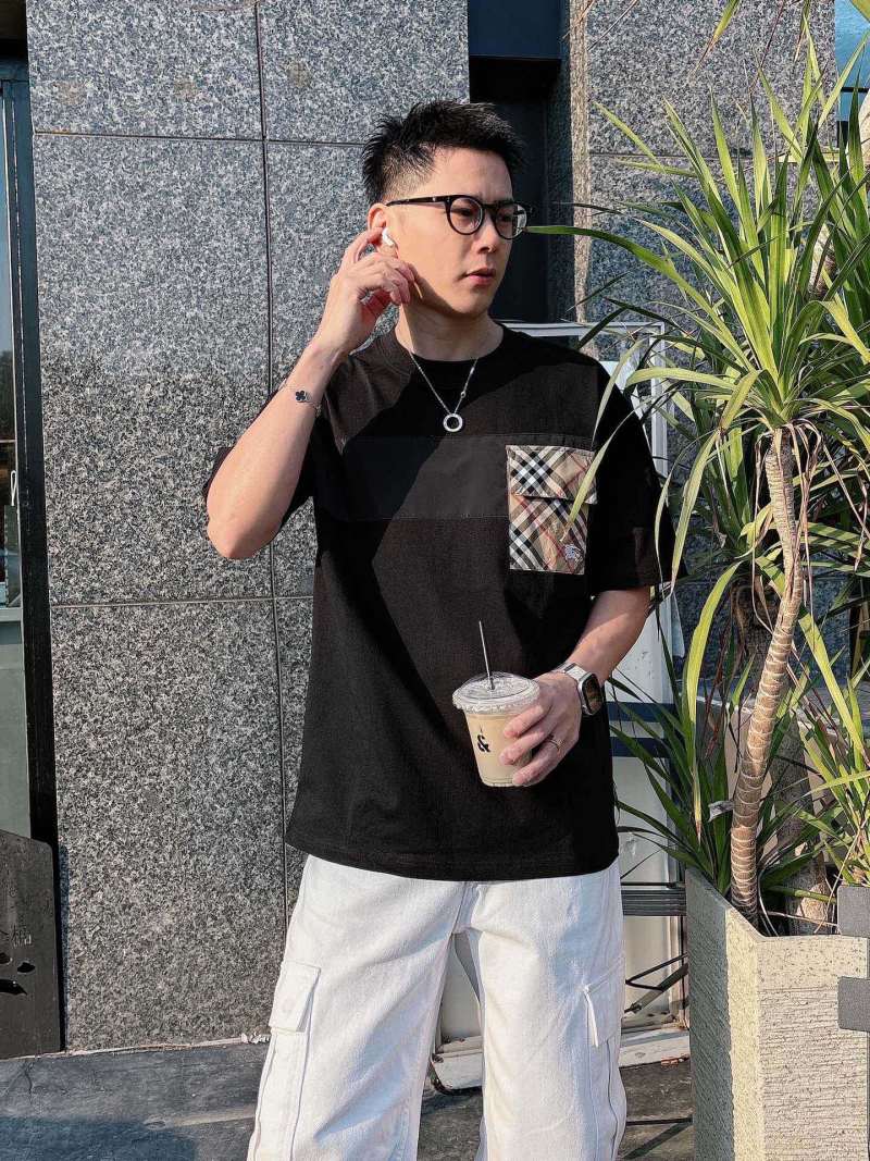 Burberry Check Patch Black Short Sleeve T-Shirt view