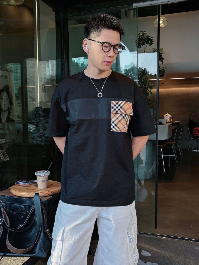 Burberry Check Patch Black Short Sleeve T-Shirt view
