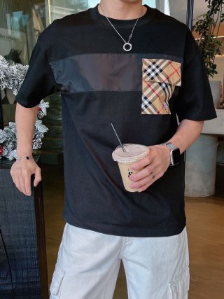 Burberry Check Patch Black Short Sleeve T-Shirt view 6