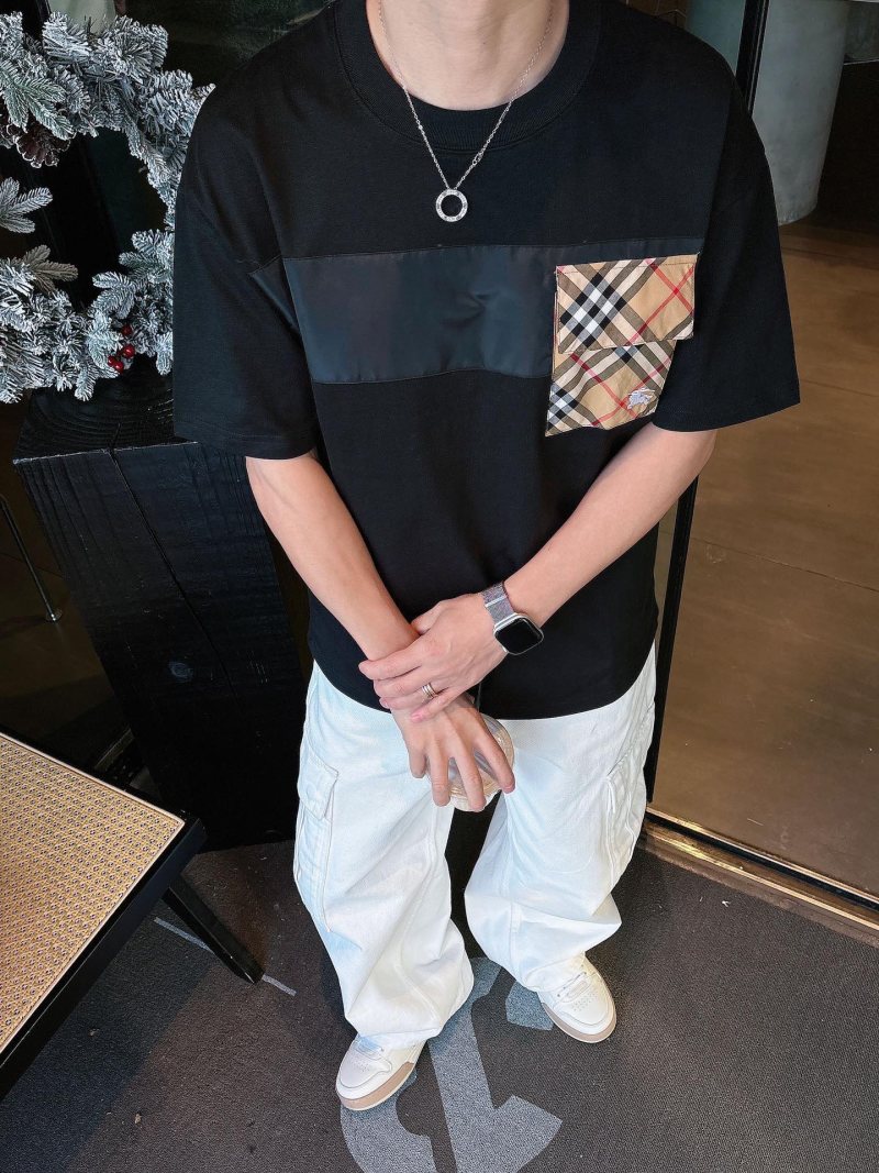 Burberry Check Patch Black Short Sleeve T-Shirt view