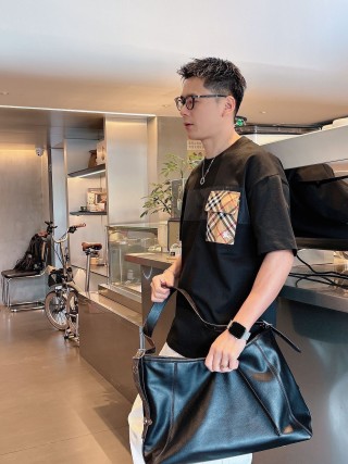 Burberry Check Patch Black Short Sleeve T-Shirt view 8