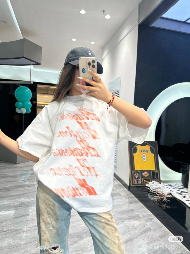 Cream Distressed Logo Graphic Short Sleeve T-Shirt view