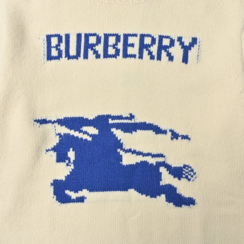 Burberry Cream Knit Sweater with Navy Horse Logo view