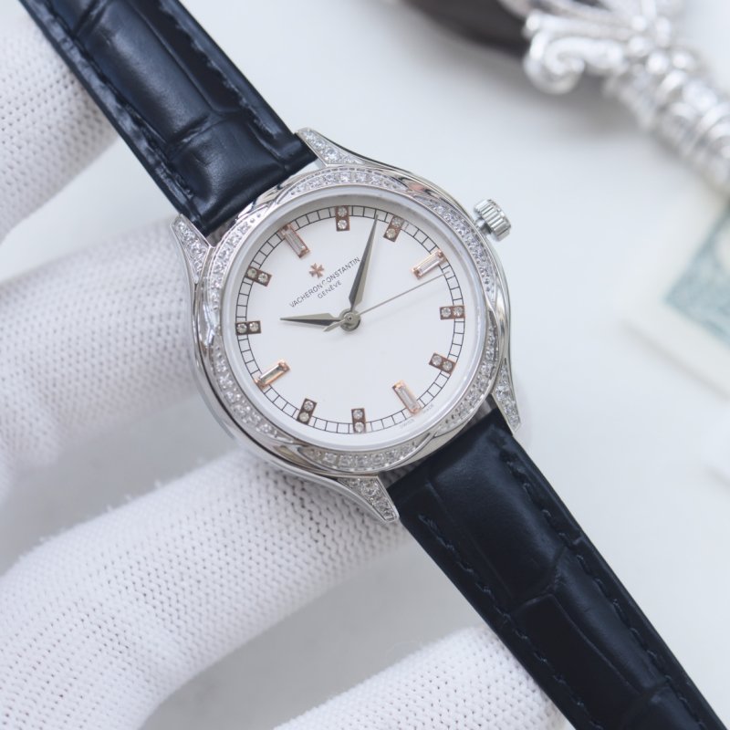 Vacheron Constantin Diamond Bezel Ladies Watch - Silver & Navy