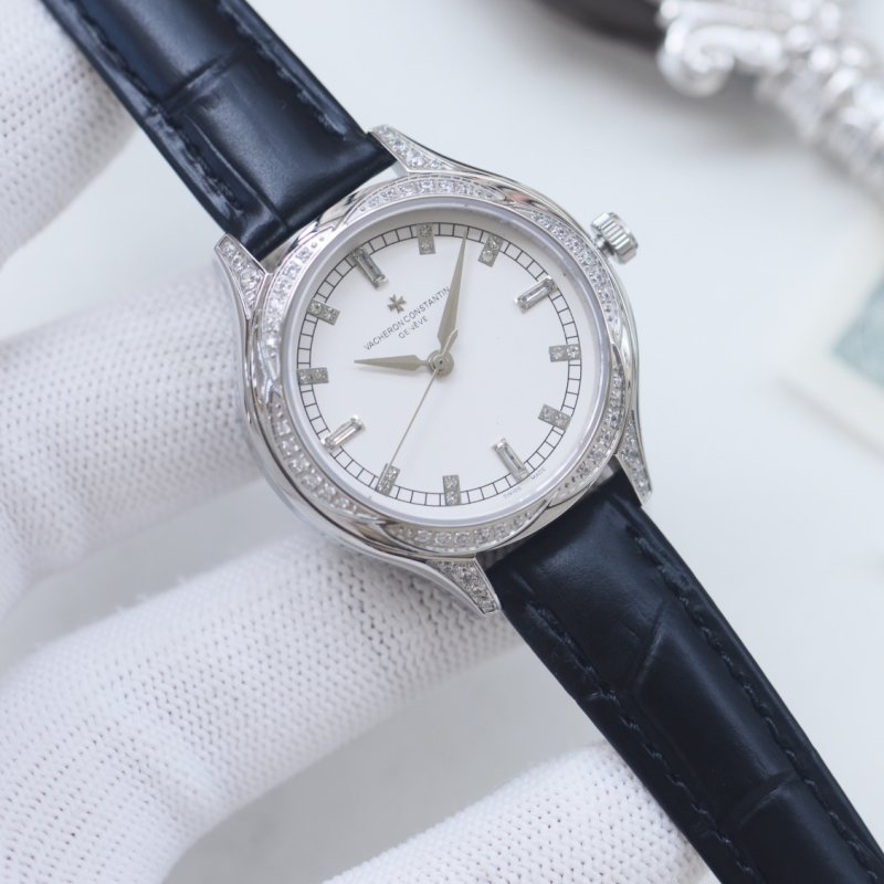 Vacheron Constantin Diamond Bezel Ladies Watch - Silver & Navy view