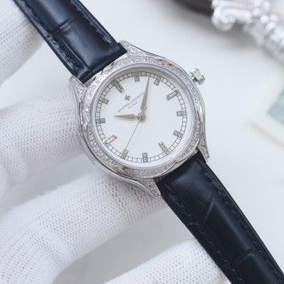 Vacheron Constantin Diamond Bezel Ladies Watch - Silver & Navy view 3