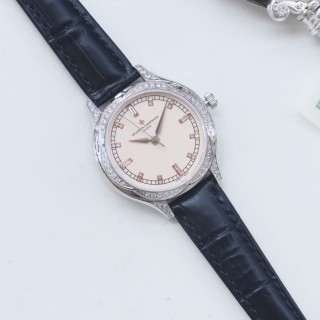 Vacheron Constantin Diamond Bezel Ladies Watch - Silver & Navy view 5