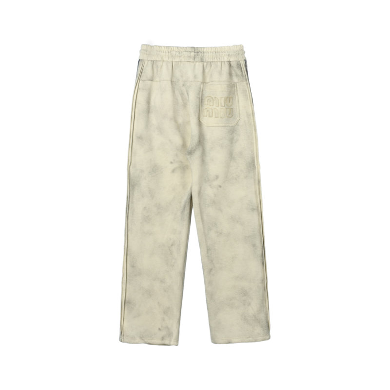 Essentials Cream Track Pants with Navy Stripe view