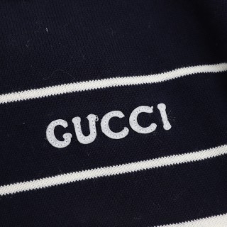 Gucci Striped Jacquard Polo Shirt Navy & White view 4