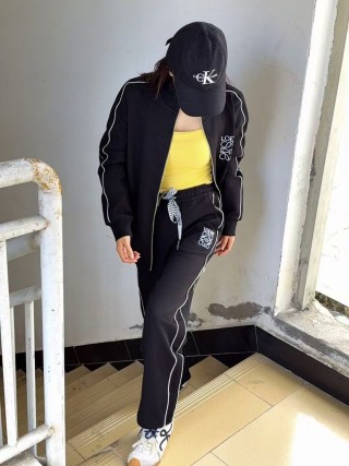 Loewe Black Logo Track Pants with Checkered Drawstring view 4