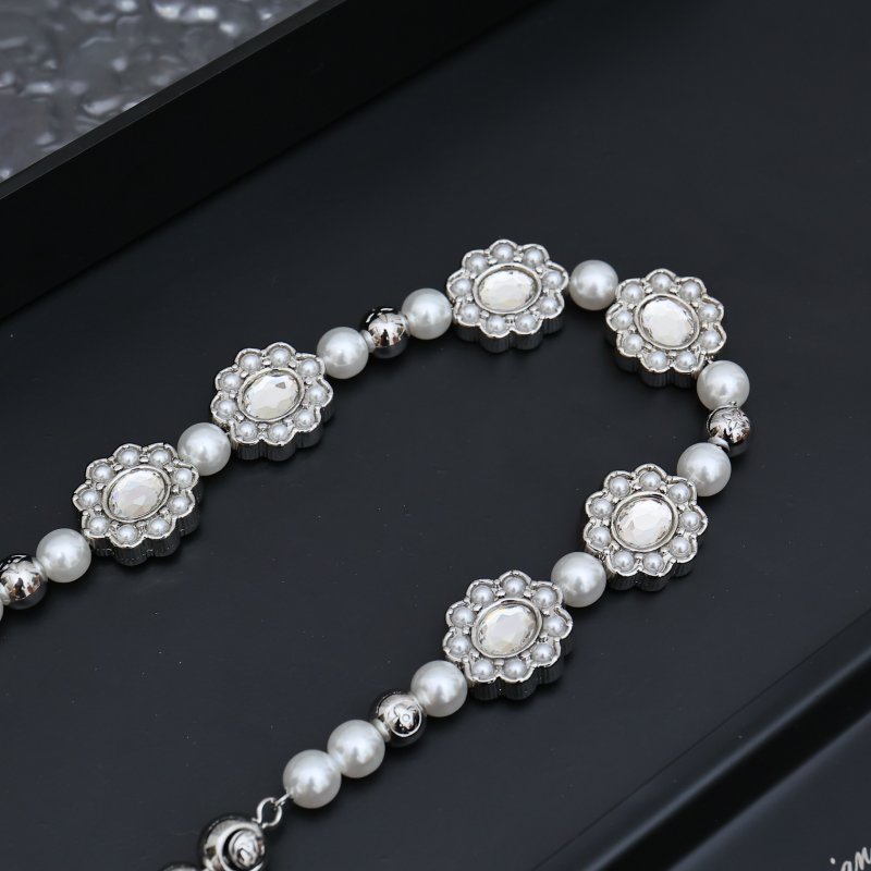Louis Vuitton Silver Floral Brass Glass Pearl Necklace 2024 view