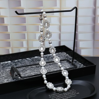 Louis Vuitton Silver Floral Brass Glass Pearl Necklace 2024 view 9