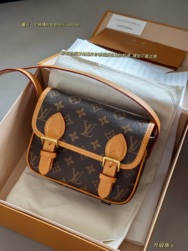 Louis Vuitton Monogram Satchel Crossbody Bag Brown