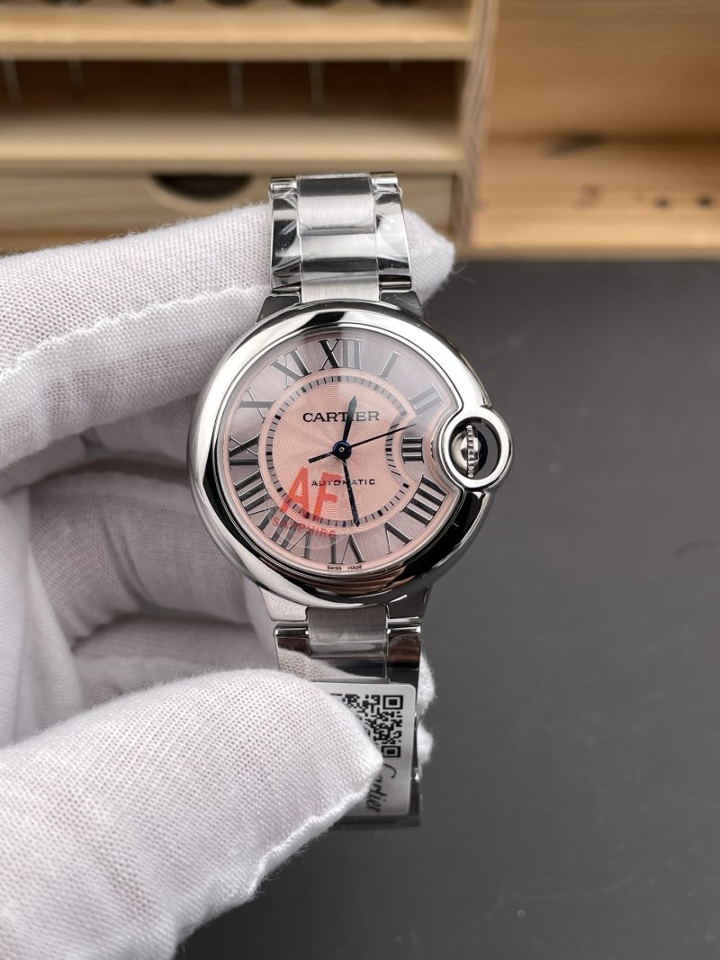 Cartier Ballon Bleu 33mm Pink Dial Automatic Watch view